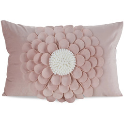 Poszewka welwetowa pudrowa z trójwymiarowym kwiatem JA195-04