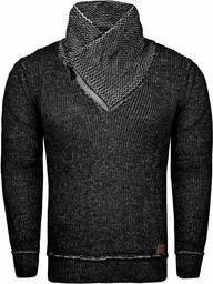 Sweter męski z kominem czarny Recea