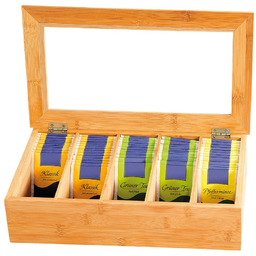 Kesper Herbaciarka bambusowa, szkatułka na herbatę z pokrywą,