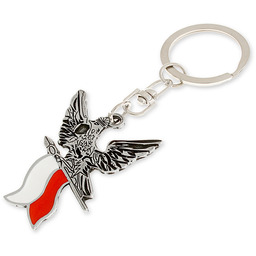 BRELOCZEK Z ORŁEM PATRIOTYCZNYM styl wojskowy kolor biały