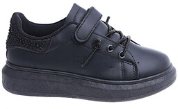 Czarne dziewczęce sneakersy na platformie