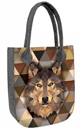 Torebka filcowa City Szara, nadruk Wolf  shopperka