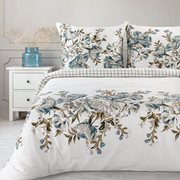 Pościel z satyny bawełnianej w szare kwiaty PTE-153