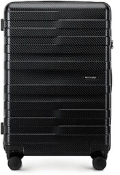 Średnia walizka z polikarbonu w poziome pasy czarna