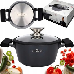Zwieger Garnek Z Pokrywą Aluminiowy Non-stick Indukcja Black