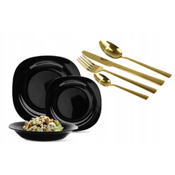 Zestaw Dla 6 Osób Serwis Obiadowy Czarne Talerze