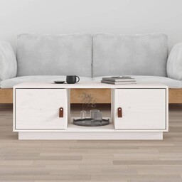 vidaXL Stolik kawowy, biały, 100x50x35 cm, lite drewno