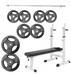Ławka do wyciskania + sztanga żeliwna 60 kg