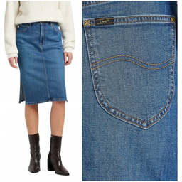 Lee SKIRT slim Gossip dopasowana spódnica jeansowa rozcięcia