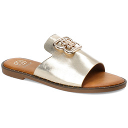 Givana Złote Klapki Modne Obuwie Damskie