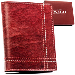 Skórzany, pionowy portfel męski w brązowym kolorze