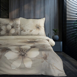 Pościel z satyny bawełnianej w beżowe kwiaty PTI-29