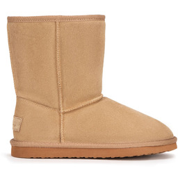 Damskie zamszowe botki z wełnianą wyściółką brązowe