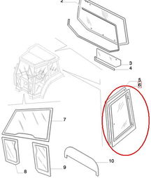 SZYBA BOCZNA LEWA UCHYLNA NEW HOLLAND CASE 82029321