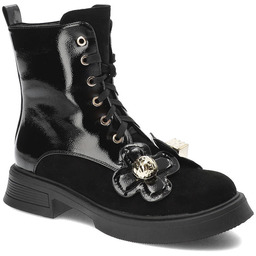 S.Barski Czarne Botki Modne Buty Damskie