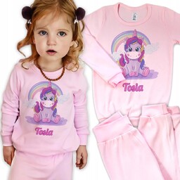 Piżamka Długi Rękaw Róż 122 JEDNOROŻEC 09 IMIĘ