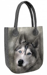Torebka filcowa City Szara, nadruk Husky  shopperka