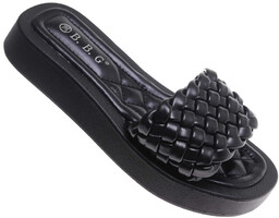 Klapki damskie czarne na platformie