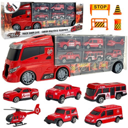 WOOPIE Zestaw Ciężarówka Transporter 3w1 Czerwony 11 el.