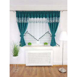 Firana Gotowa Z Koralikami I Haftem Zielona Firanki