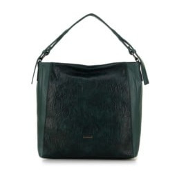 Damska torebka worek z ekoskóry z nitami zielona