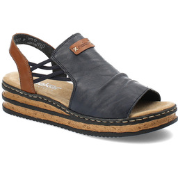 Rieker Granatowe Sandały Modne Obuwie Damskie