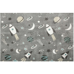 Dywan Dziecięcy Szary Krem Turkus Kosmos Planety Rakiety