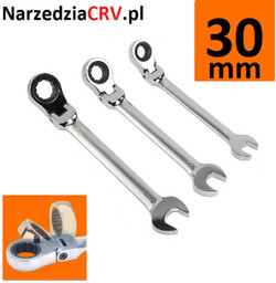 Klucz płasko-oczkowy z grzechotką i przegubem, łamany 30mm