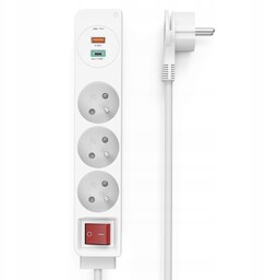 Hama Listwa Zasilająca 3 gniazda 2 x Usb