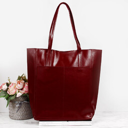 Skórzana torebka damska shopper bag DAN-A T376 bordowa