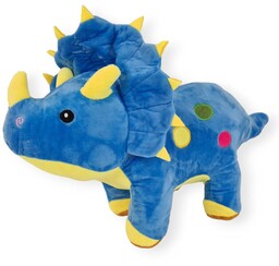 Poduszka Dinozaur Pluszowy Stojący Triceratops Niebieski