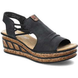 Rieker Granatowe Sandały Modne Obuwie Damskie