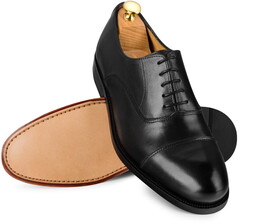 Czarne męskie skórzane buty OXFORDY szyte metodą blake