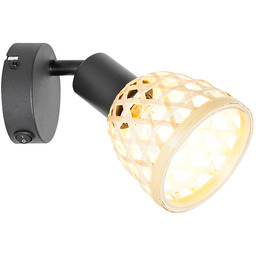 Orientalny reflektor czarny z bambusem i przełącznikiem -