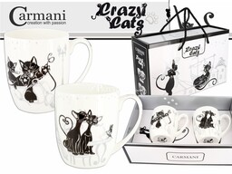 KUBKI PORCELANOWE Czarne Koty CRAZY CATS II -