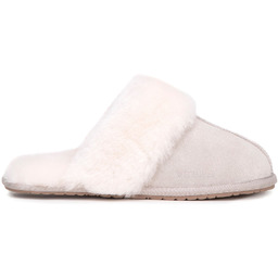 Damskie kapcie ze skóry zamszowej beżowe