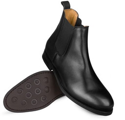 Czarne skórzane buty męskie SZTYBLETY szyte metodą blake