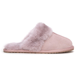 Damskie kapcie ze skóry zamszowej różowe