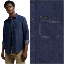 Lee LEESURE SHIRT Rinse klasyczna ciemna koszula jeansowa