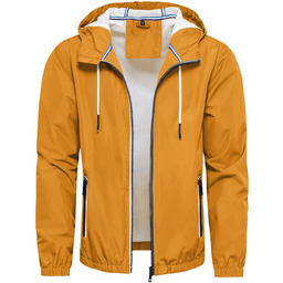 Kurtka męska wiatrówka z kapturem żółta Recea