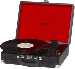 DENVER Gramofon VPL-120 Czarny, Manualny,Napęd paskowy,USB,Wbudowane głośniki,Prędkość odtw.