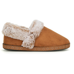 Damskie kapcie z futerkiem brązowe