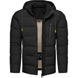 Kurtka męska zimowa z odpinanym kapturem czarna Recea