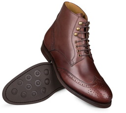 Ciemnobrązowe skórzane TRZEWIKI Brogues szyte metodą blake