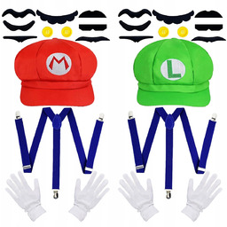 Strój Mario czapka, wąsy, rękawiczki