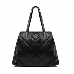 GUESS PIKOWANA CZARNA TOREBKA SHOPPER Z ZŁOTYM LOGO
