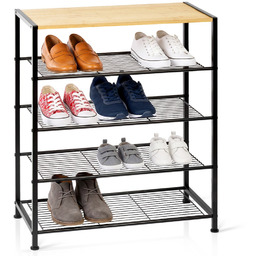 Regał na buty metalowy czarny 5-poziomowy 60x30x74 cm