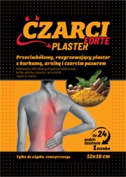 Czarci Plaster Forte, przeciwbólowy, rozgrzewający plaster z kurkumą,