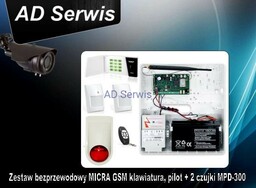 Zestaw alarmowy bezprzewodowy MICRA GSM LED, pilot +