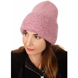 Czapka zimowa damska pudrowy róż
